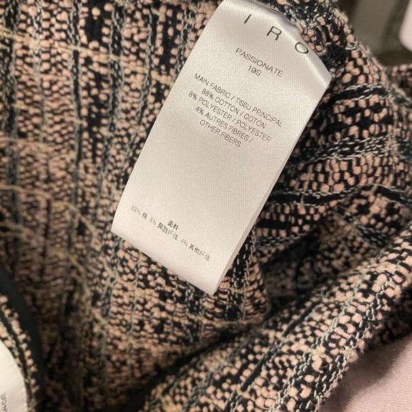 IRO Paris Beige Black Zip Up Layered Front Boucle Fringe Pencil Skirt Tweed 36 - Picture 7 of 7